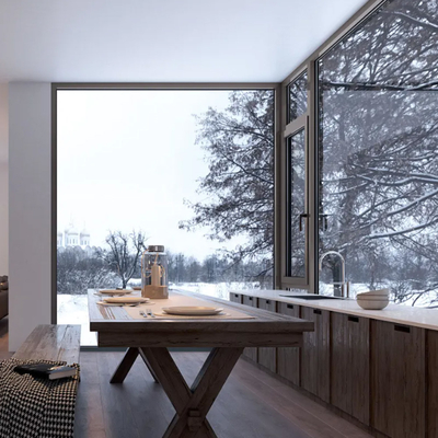 comprare Tipo di cortina Villa sospesa Finestre a parati con cornice di alluminio larga 70 mm e vetro francese online manufacture