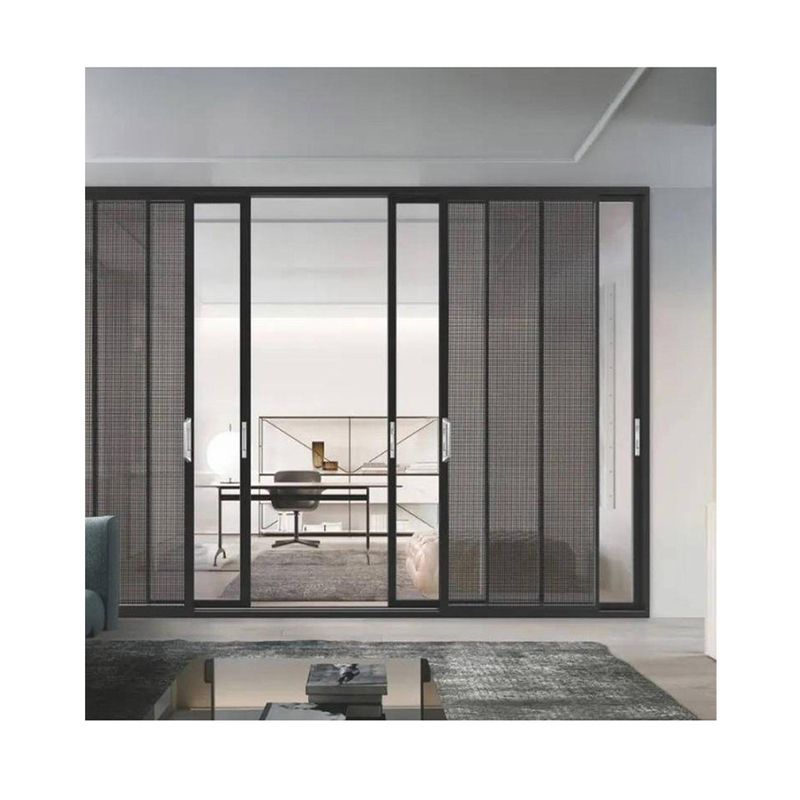 Porte scorrevoli in alluminio a telaio ultra stretto con coefficiente di isolamento termico K ≤ 2.1