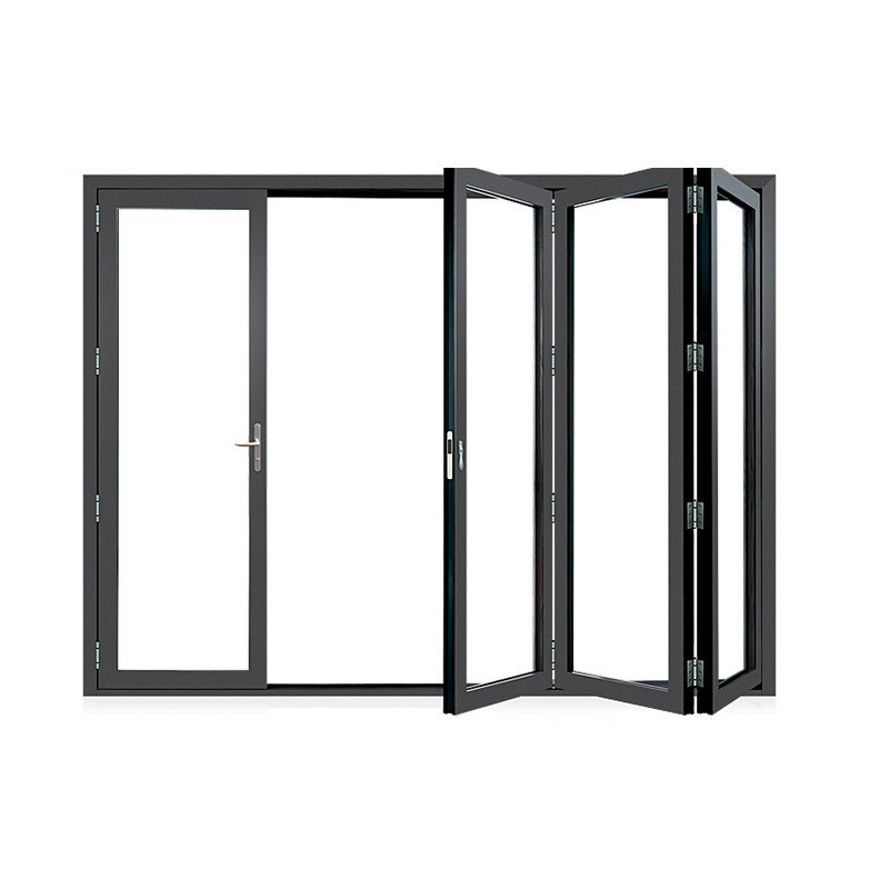 Porte bi-fold in lega di alluminio con inserti di vetro e facile manutenzione