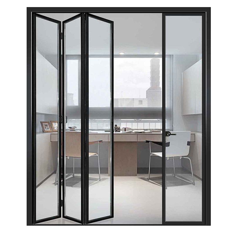 Porte bi-fold in lega di alluminio con inserti di vetro e facile manutenzione