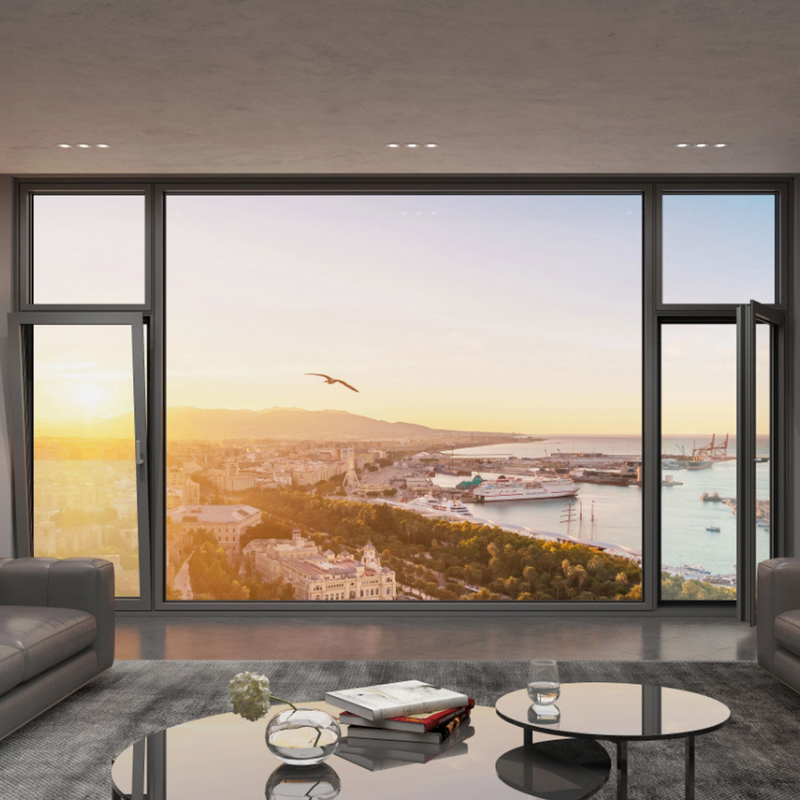 14 strati di sigillamento Tripli vetrate di alluminio finestre per il design personalizzato Villa vetro finestre