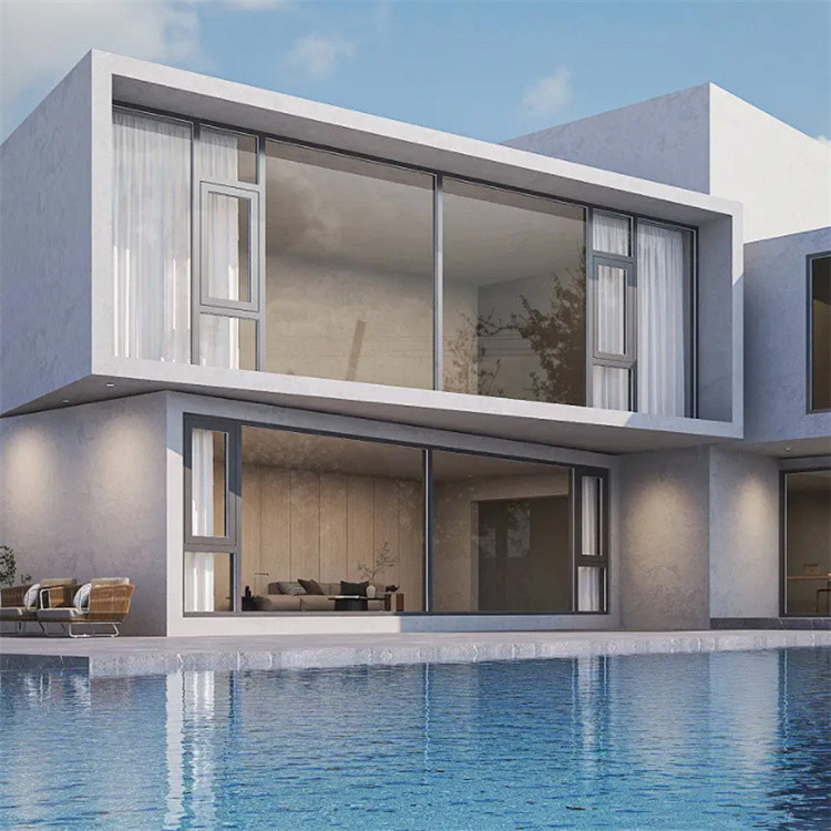 Villa di design su misura vetro francese Finestre con isolamento acustico a 35dB e 14 strati di tenuta