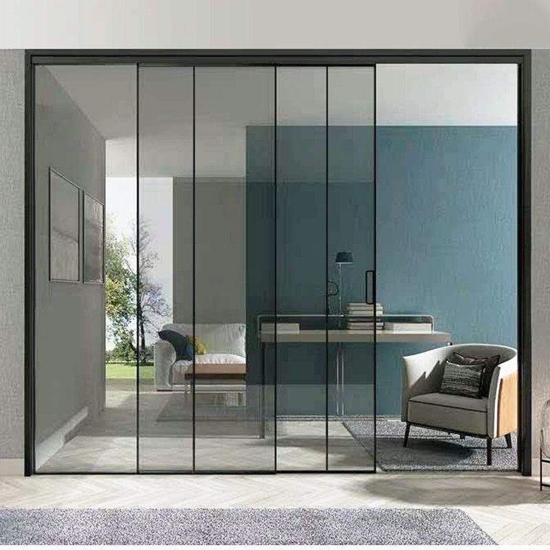 Porte scorrevoli in alluminio di design moderno con spessore della parete di 1,4 mm e doppio vetro