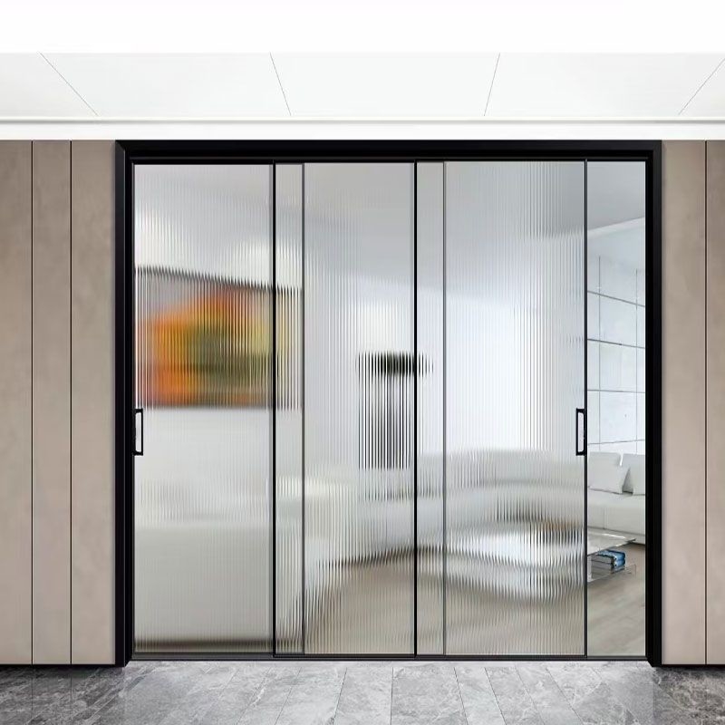 Porte scorrevoli in alluminio di design moderno con spessore della parete di 1,4 mm e doppio vetro