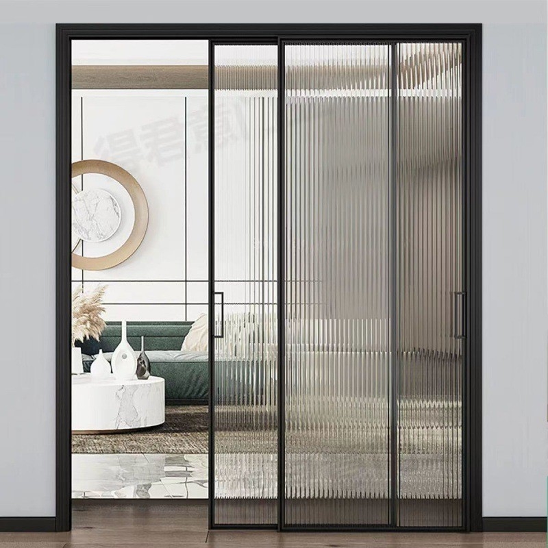 Porte scorrevoli in alluminio di design moderno con spessore della parete di 1,4 mm e doppio vetro