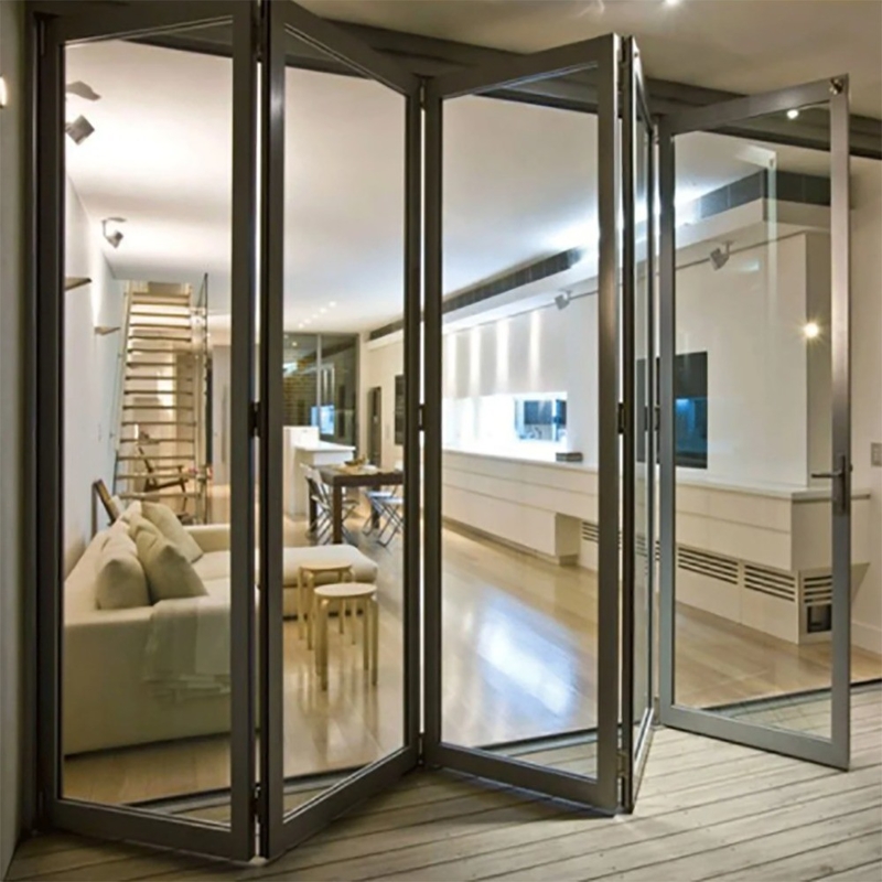 Porte residenziali a doppio ripiego In alluminio con opzione di vetro tripla e larghezza di 70 mm