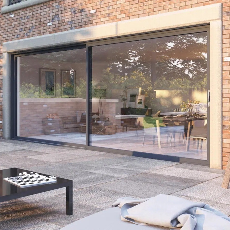 Porta scorrevole residenziale energetica con spessore della parete in alluminio da 1,4 mm e rottura termica