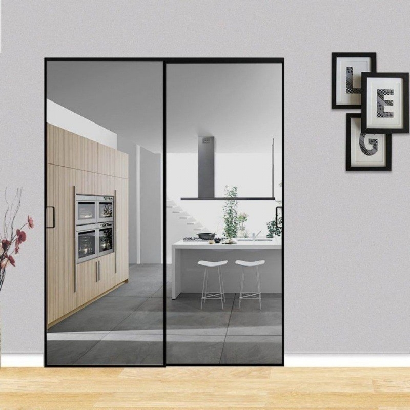 Porte scorrevoli in vetro a telaio stretto in alluminio personalizzato per progettazione di finestre di progetto