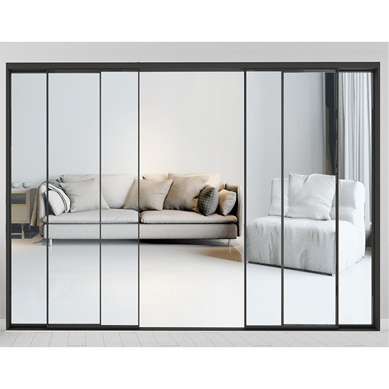 Produzione di porte in vetro in alluminio a telaio stretto, scorrevole e temperata, con design minimalista