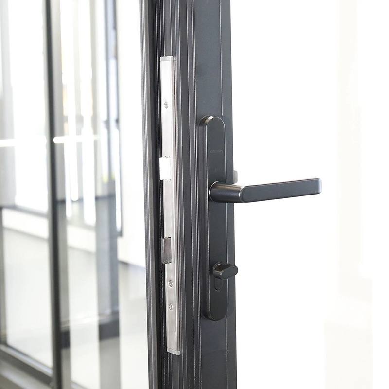 Porte a doppio ripiego in lega di alluminio in stile moderno e costruite su misura con aggiornamento in vetro triplex
