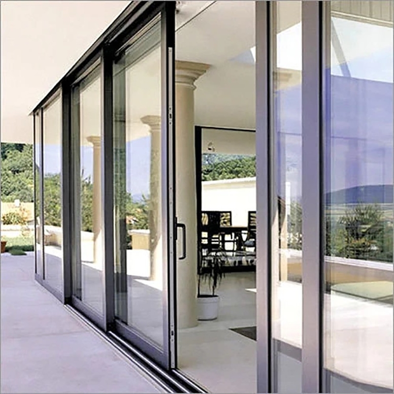 Porta scorrevole in alluminio con doppio vetro panoramico avanzato e design a fascia nascosta