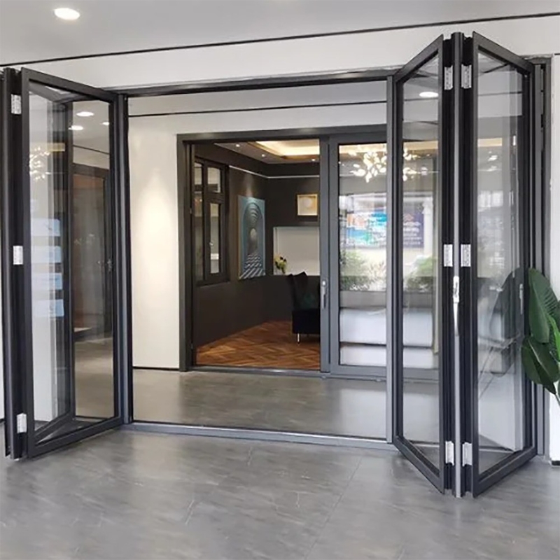 Moderna struttura in alluminio in lega di design termico rompere porta bifold in vetro a basso costo