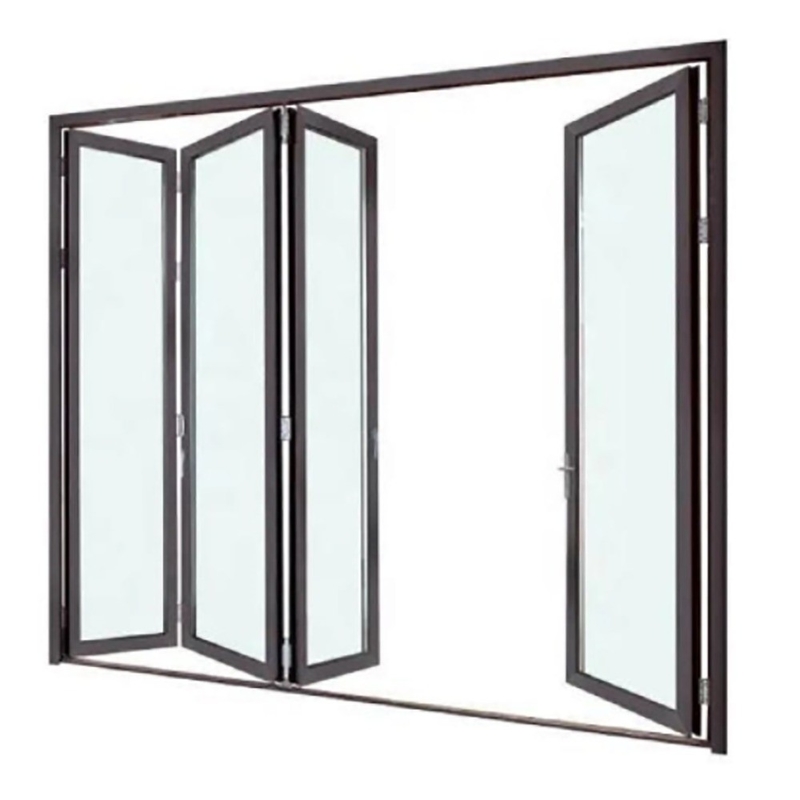 Porta a doppio vetro bifold per 70 mm di larghezza telaio in alluminio e 1,4 mm di spessore della parete