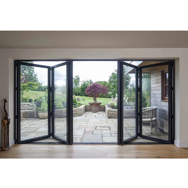Porta a doppio vetro bifold per 70 mm di larghezza telaio in alluminio e 1,4 mm di spessore della parete