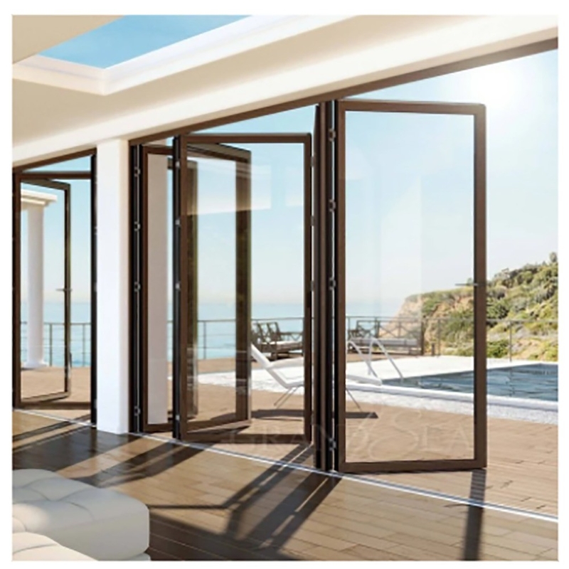 Patinaggio Large-Scale Aluminum Thermal Break Black Aluminum Alloy Bi-Fold Doors per vetro