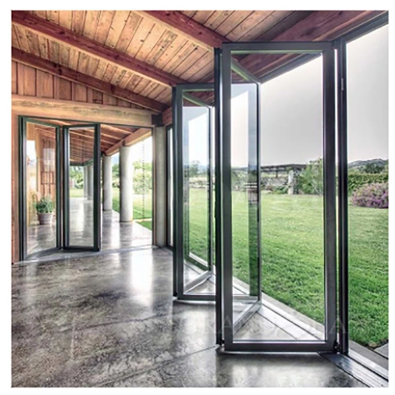 Patinaggio Large-Scale Aluminum Thermal Break Black Aluminum Alloy Bi-Fold Doors per vetro