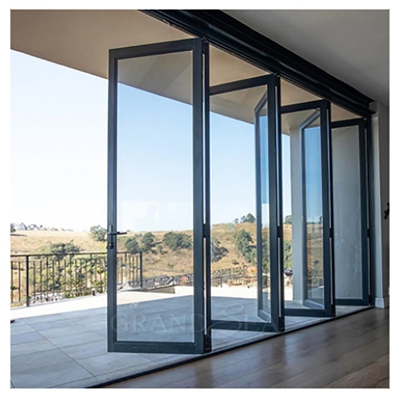 Patinaggio Large-Scale Aluminum Thermal Break Black Aluminum Alloy Bi-Fold Doors per vetro
