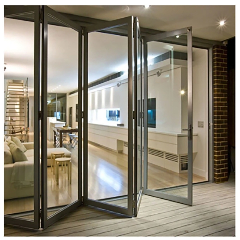 Patinaggio Large-Scale Aluminum Thermal Break Black Aluminum Alloy Bi-Fold Doors per vetro