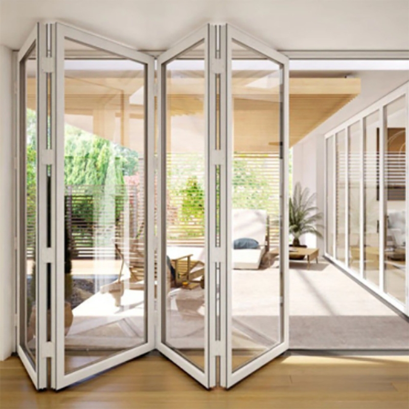 Superficie finita Porte bifold commerciali moderne con vetro temperato e vetro a bassa temperatura