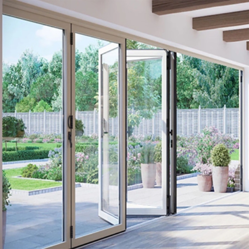 Superficie finita Porte bifold commerciali moderne con vetro temperato e vetro a bassa temperatura