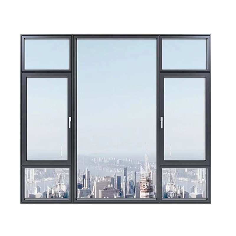 Livello 8 stretta all'aria Casement in lega di alluminio nero Finestre per design moderno personalizzato
