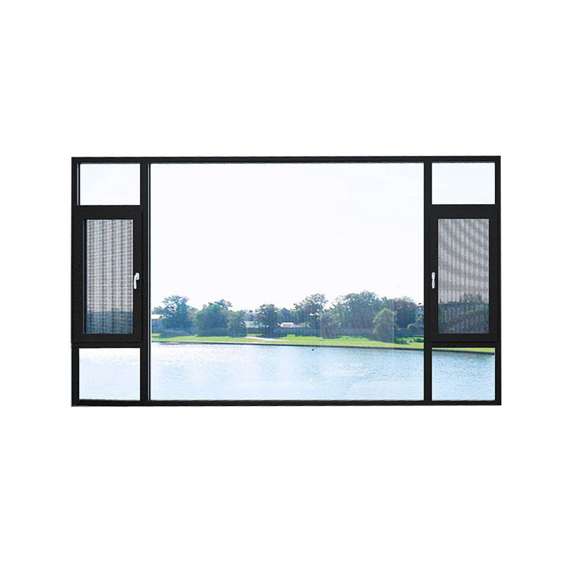 Livello 8 stretta all'aria Casement in lega di alluminio nero Finestre per design moderno personalizzato
