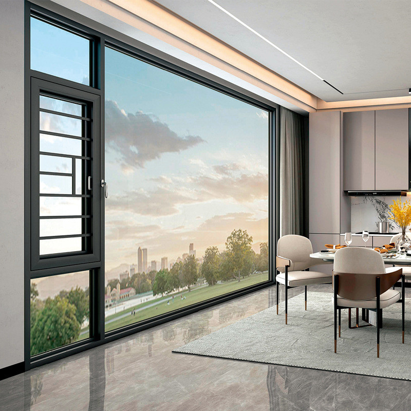 Livello 8 stretta all'aria Casement in lega di alluminio nero Finestre per design moderno personalizzato