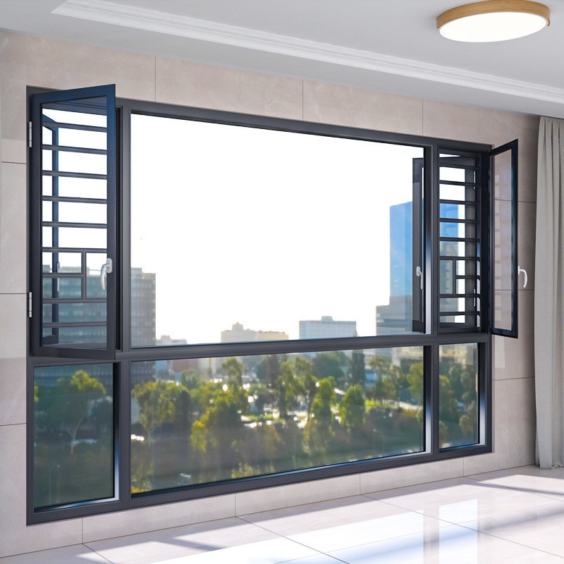 Livello 8 stretta all'aria Casement in lega di alluminio nero Finestre per design moderno personalizzato