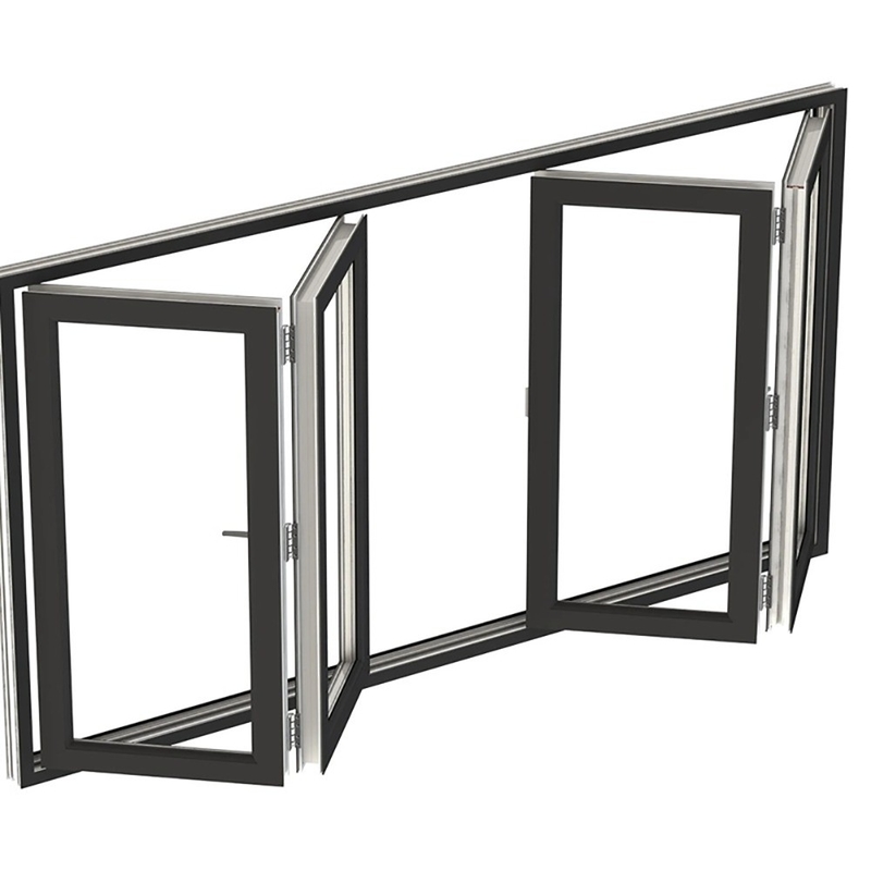 Moderno design schermo pieghevole vetro insonorizzato vetro di alluminio bifold finestre con valore ≤2,1 K
