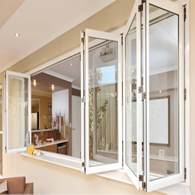 Moderno design schermo pieghevole vetro insonorizzato vetro di alluminio bifold finestre con valore ≤2,1 K