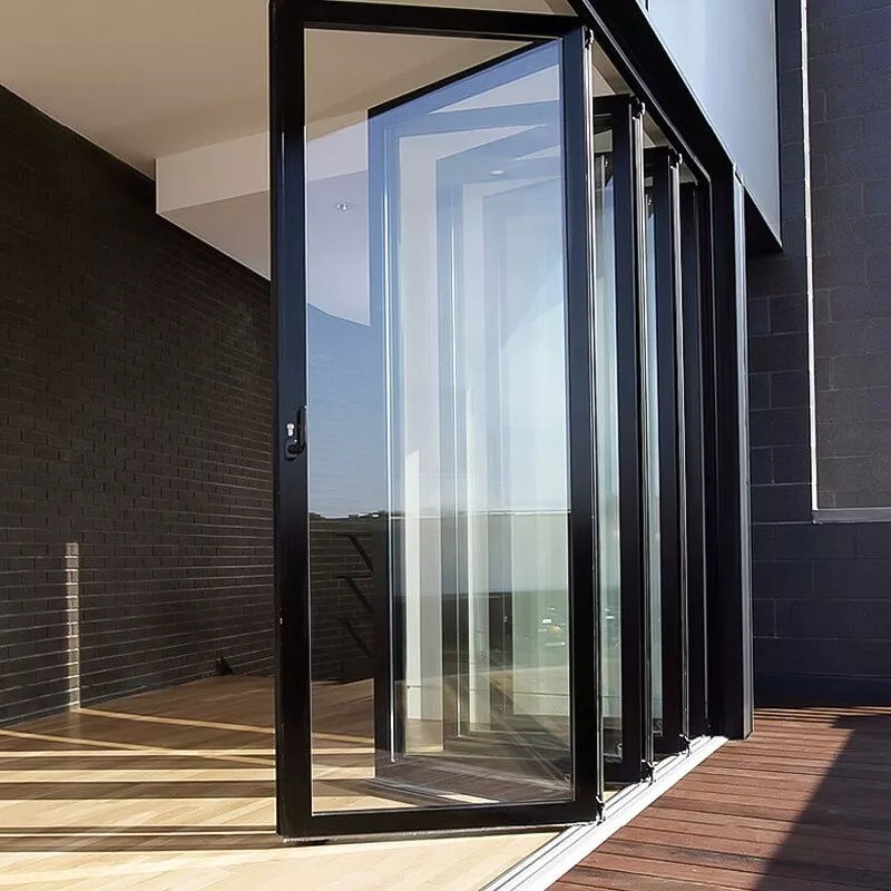 Porte per patio esterne di alta qualità in alluminio, vetro, alluminio e bi pieghevole con resistenza alla corrosione superiore