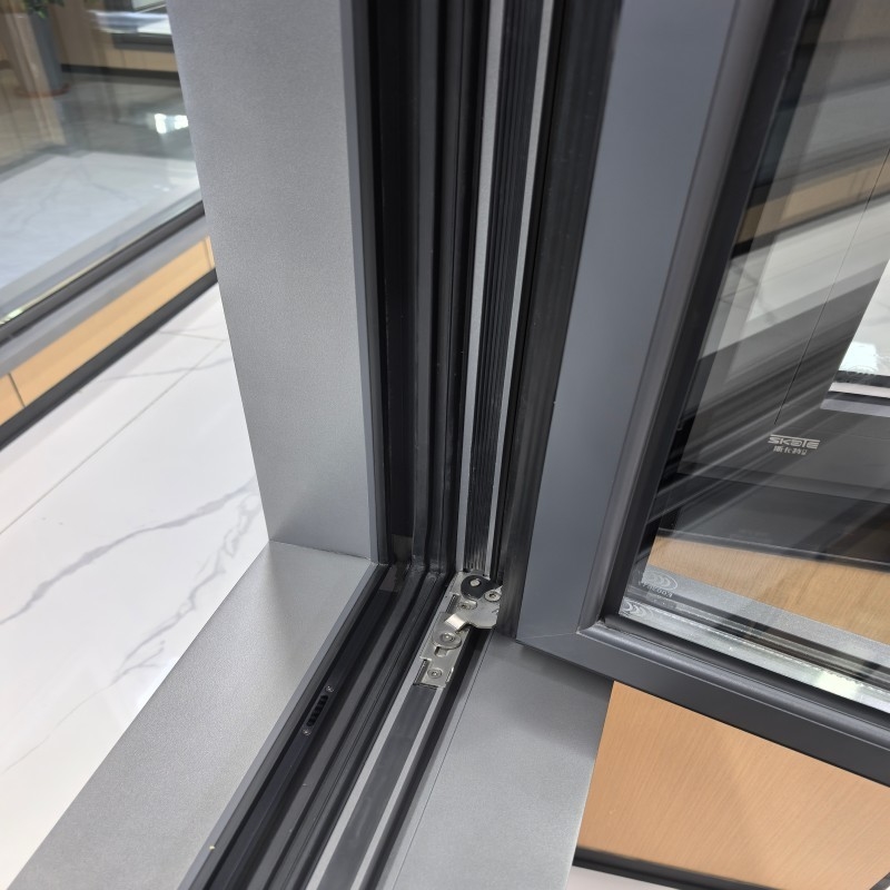 Finestra di vetro temperato in alluminio di qualità superiore resistente alle intemperie per case e uffici con hardware originale SKATE