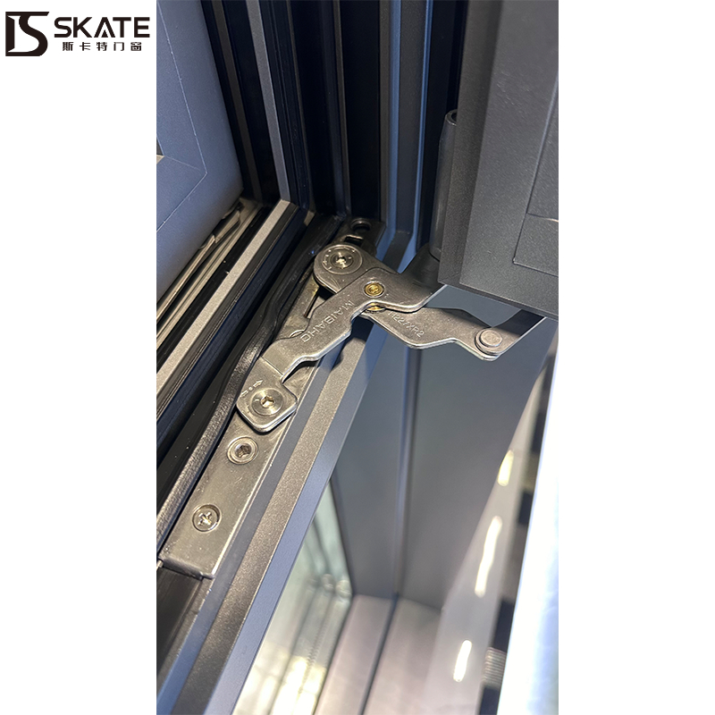 Finestra di vetro temperato in alluminio di qualità superiore resistente alle intemperie per case e uffici con hardware originale SKATE