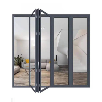 Porta scorrevole in vetro triplo Porta pieghevole in vetro temperato in lega di alluminio