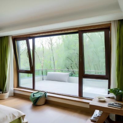 Finestra a battente in alluminio con manovella dal design moderno con angolo anti-collisione di tipo R